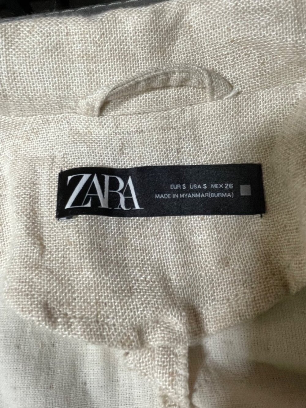 Oversized Zara Beige Linen Blend Single-Button Womens Blazer Coat With Pockets S - Picture 8 of 11